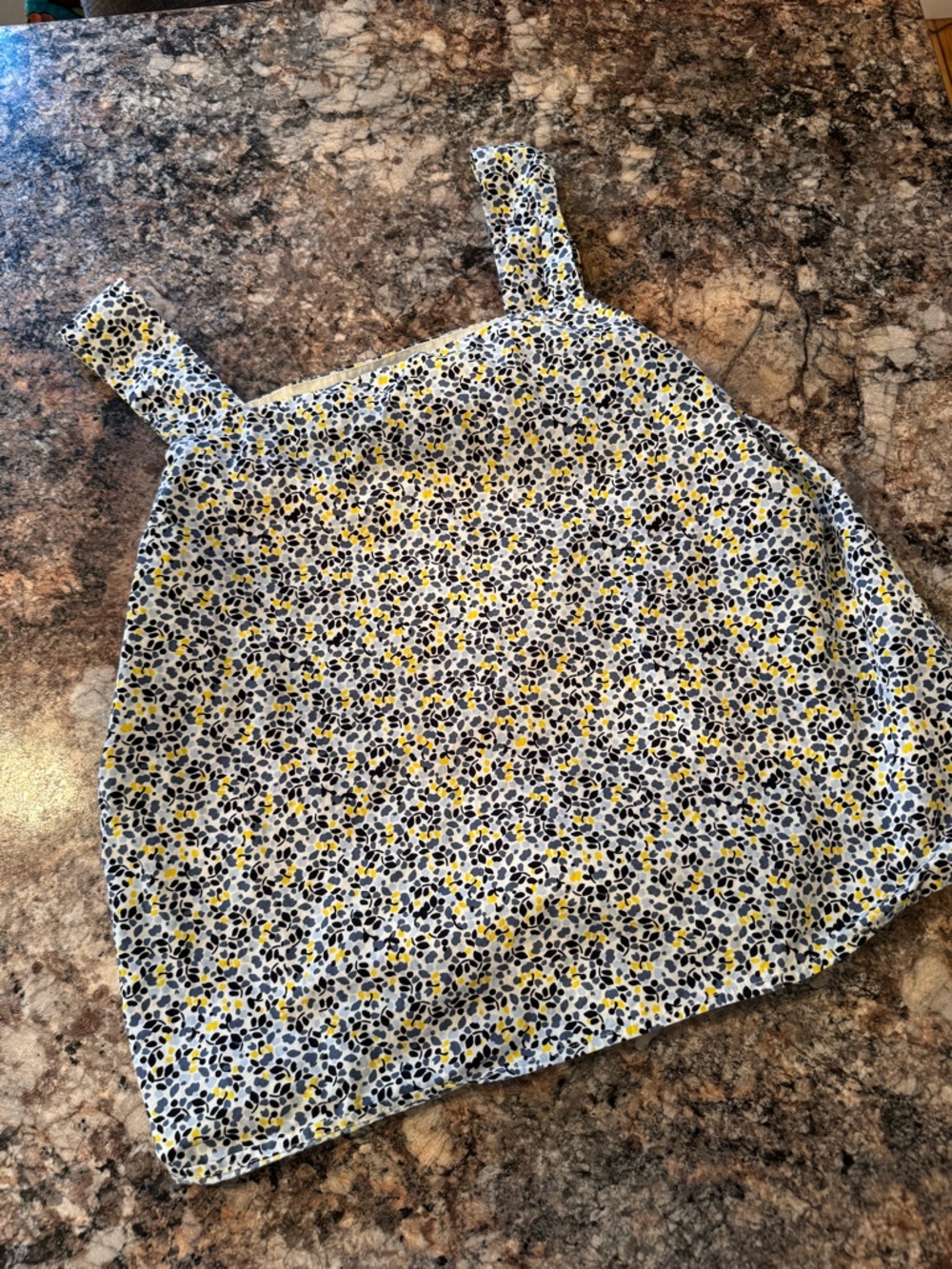 GAP White Top with Yellow & Navy Floral Spot Print- 100% Cotton